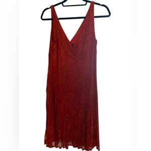 Glamour Red/Orange Lace Dress – Size 14